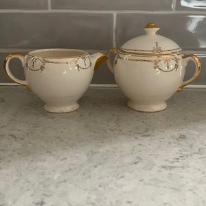1948 Salem China 23 kt gold trim “Commodore” sugar & creamer